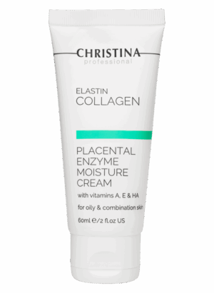 Placental Enzyme Moisture Cream with Vitamins A, E & HA for oily and combination skin Увлажняющий крем с витаминами А, Е и гиалуроновой кислотой для жирной и комбинированной кожи «Эластин, коллаген, плацентарный фермент», 60 мл